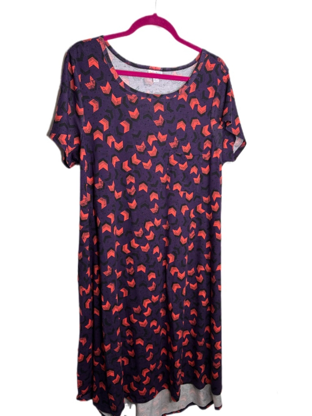 Purple & Coral Geometric TShirt Dress XL